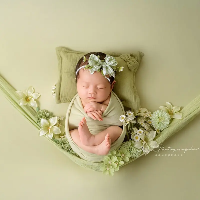 Spring Green Floral Theme Set - Newborn Photography Props - Image 5